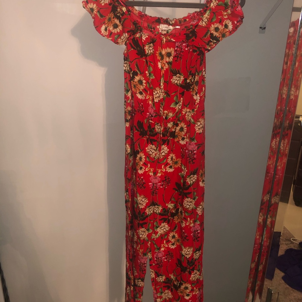 Red floral jumpsuit